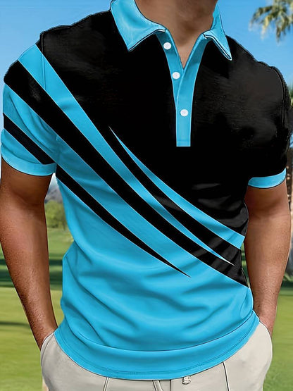 🔥【50%OFF】👔【S-6XL】Nueva camisa polo de verano para hombre con estampado 3D a rayas