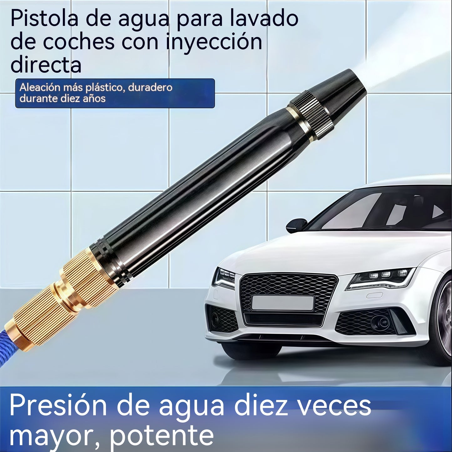 🚿 【1 juego de 2 piezas】🔥¡Último día de la oferta especial! 🔥💧 Pistola de agua a alta presión: para lavar coches, jardinería, 10 veces más presión, múltiples funciones ⚡