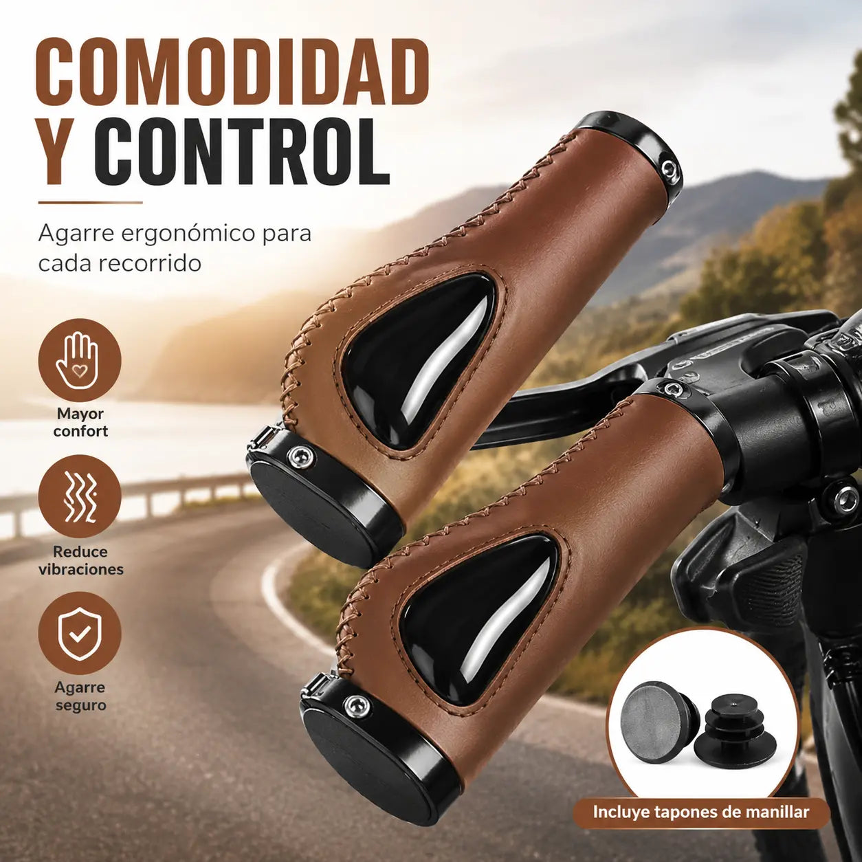 🚴 ¡50% OFF! Puños Ergonómicos Antivibración para Bicicleta con Apoyo de Palma 🔥