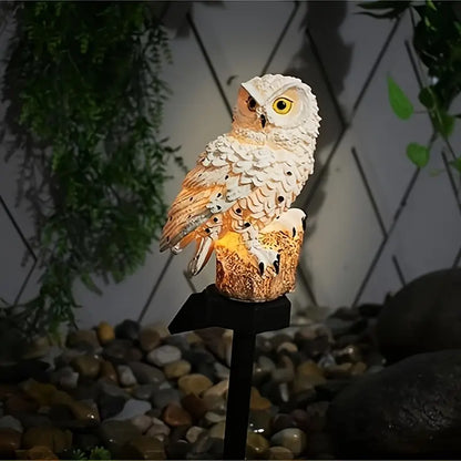 🦉 Lámpara solar decorativa con forma de búho: luz cálida para tu jardín.