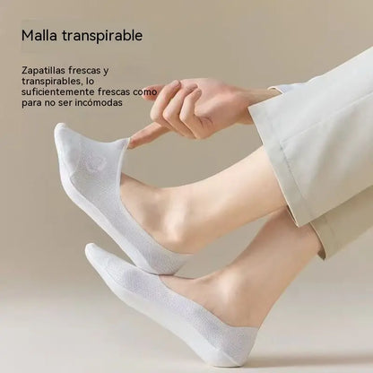 【8 pares 】🧦Medias de malla de seda helada para hombre, antideslizantes y de corte bajo.