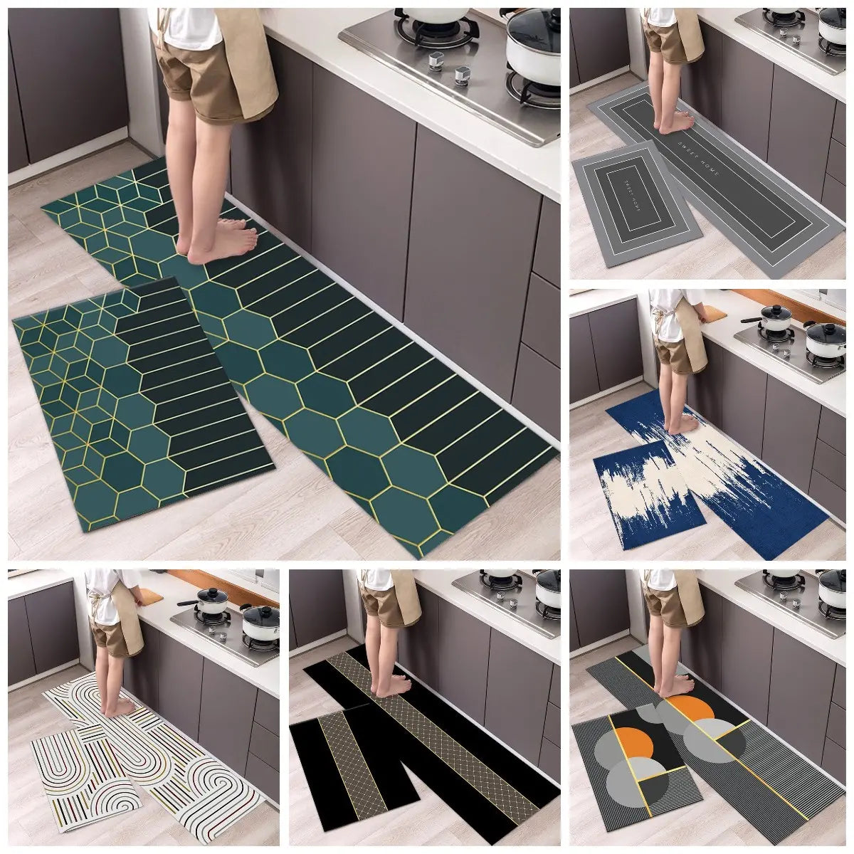 【40*60+40*120cm】Alfombras y moquetas universales para cocina y baño duraderas y resistentes a la suciedad