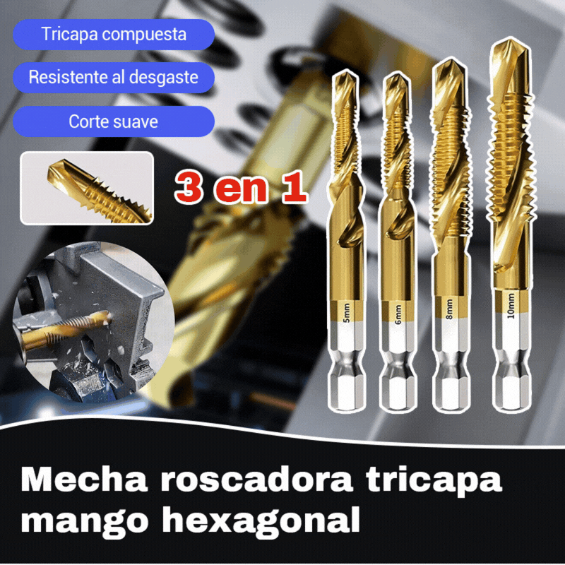【6 pieza 】Las brocas de rosca compuesta se pueden utilizar para taladrar y cortar, diseño de doble propósito y autoperforante, adecuadas para instalación y mecanizado.