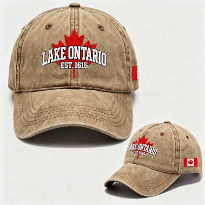 🧢🍁Nastavitelná retro kšiltovka s výšivkou javorového listu u jezera