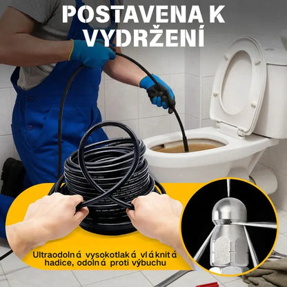 Limpiador de tuberías multifuncional de alta presión / equipado con boquilla de alta presión y manguera larga / utilizado para desatascar tuberías de desagüe y eliminar obstrucciones.
