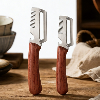 🔥Compre 1 y obtenga 1 gratis（2 piezas）🧅🔪 Pelador de cocina multifuncional 3 en 1: ¡Pela, corta y abre botellas! 🔥