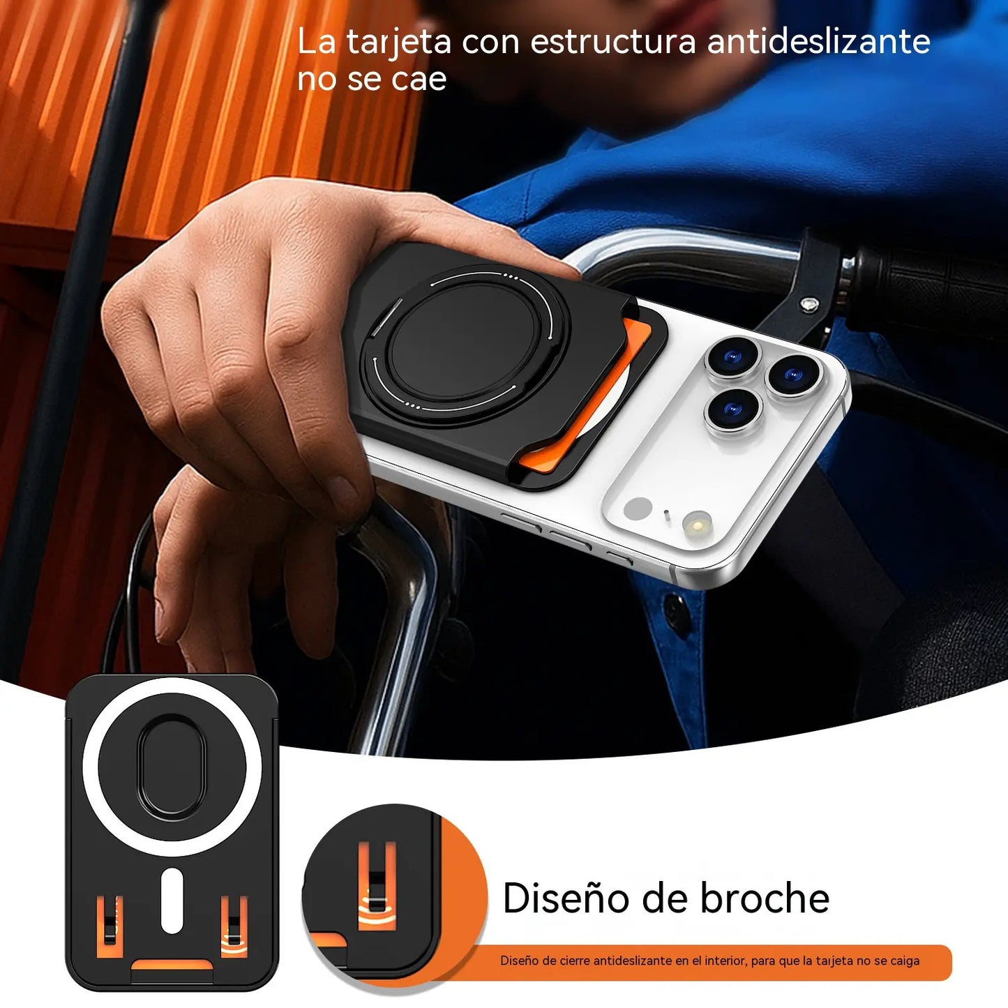 📱📎El soporte magnético para tarjetas de tu teléfono se transforma en un soporte giratorio de 360°, compatible con todas las marcas de teléfonos móviles.