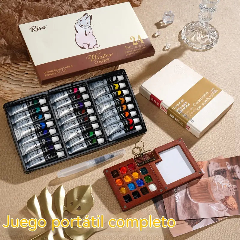 Mini cuaderno de bocetos portátil dibujado a mano y set para mezclar colores