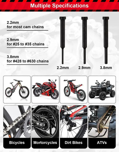 🧰 Kit de herramientas especializado para romper cadenas. Para desmontar cadenas de motosierras, motocicletas y bicicletas.
