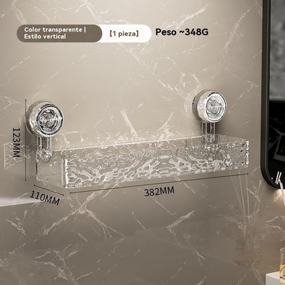 🍽️🧺🔥 Estante de almacenamiento con ventosa sin perforaciones, elegante estante de drenaje ondulado, adecuado para cocina y baño
