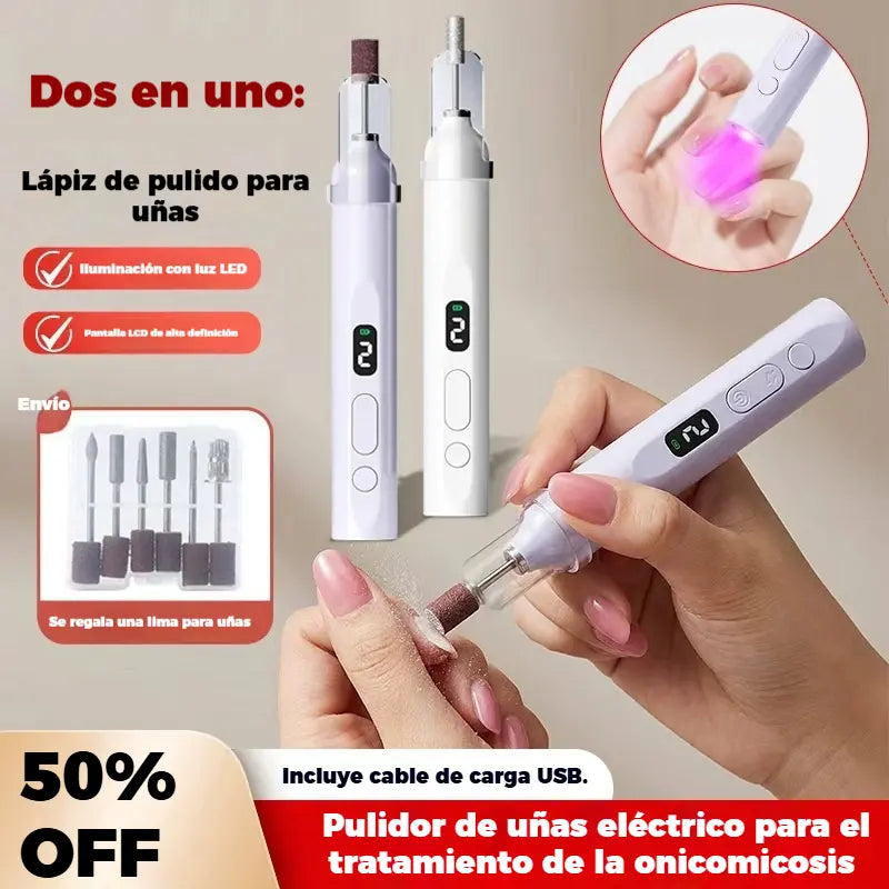 💅Lima de uñas eléctrica 2 en 1 con lámpara LED (lámpara de secado + 5 cabezales de pulido)