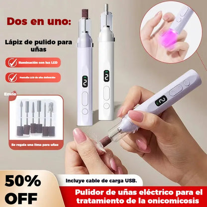 💅Lima de uñas eléctrica 2 en 1 con lámpara LED (lámpara de secado + 5 cabezales de pulido)