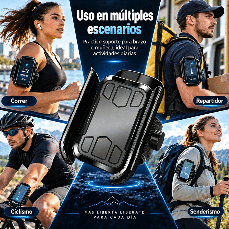 📱🏃 Brazalete 2 en 1 para Móvil | Soporte de Brazo y Muñeca para Correr, Gimnasio, Ciclismo y Repartidores