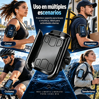 📱🏃 Brazalete 2 en 1 para Móvil | Soporte de Brazo y Muñeca para Correr, Gimnasio, Ciclismo y Repartidores