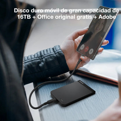 🔥✨Disco duro móvil de gran capacidad de 16TB + Office original gratis + Adobe