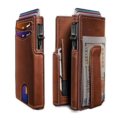 Nueva cartera antirrobo RFID para hombre con bolsillo con clip, ventana transparente, caja de aluminio de gran capacidad, tarjetero y funda para tarjetas.