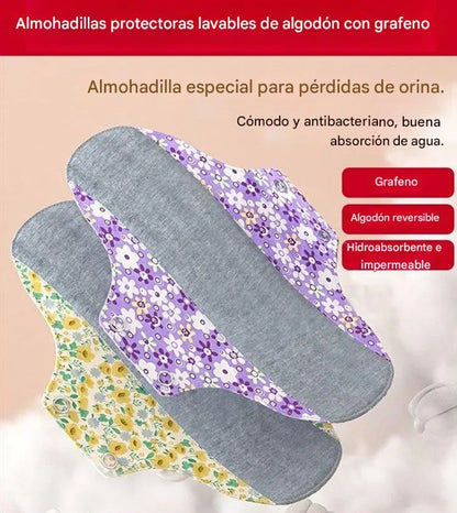 【5 piezas】Almohadilla antibacteriana de algodón y grafeno lavable