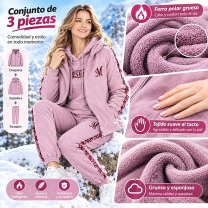🔥【pantalón + suéter + chaqueta】Nuevo conjunto deportivo y casual de otoño/invierno 2026, acolchado y grueso.