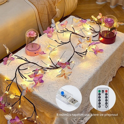 ✨ Flexibilní LED světla ve tvaru popínavé větve s motýly – vytvořte ve svém domově kouzelnou a útulnou atmosféru 🦋💡