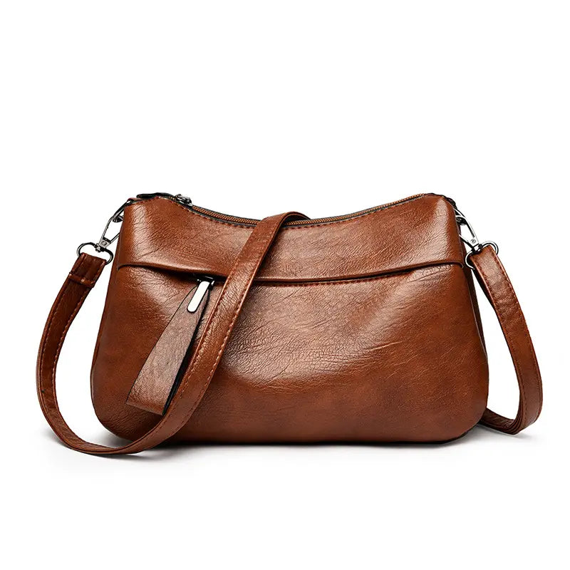 Nuevo bolso bandolera de piel suave y elegante para mujer, de tres compartimentos y gran capacidad.