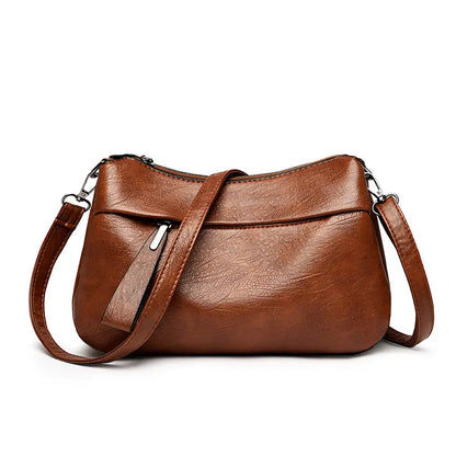 Nuevo bolso bandolera de piel suave y elegante para mujer, de tres compartimentos y gran capacidad.