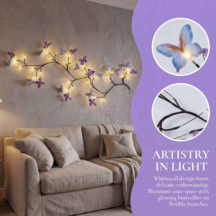 ✨ Luces LED Flexibles en Forma de Enredadera con Mariposas – Decora tu Hogar con un Ambiente Mágico y Cálido 🦋💡
