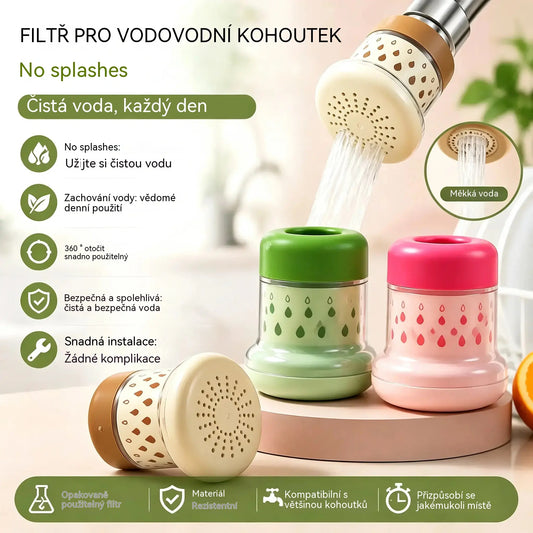 【3 kus 】💦 360° filtr na kohoutek s ochranou proti stříkající vodě – šetří vodu a lépe myje