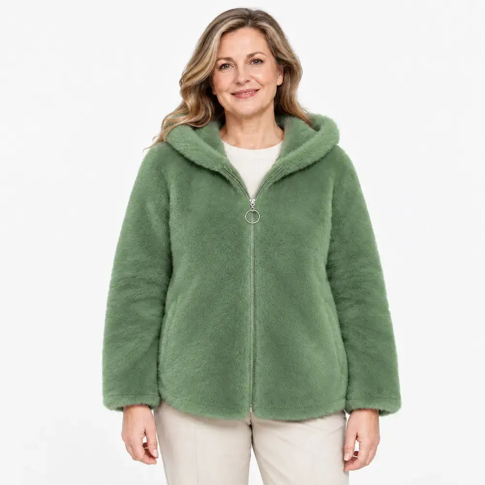 【M-7XL】Dámská zimní fleecová bunda – silná, oboustranná, s kapucí, zateplená, na zip