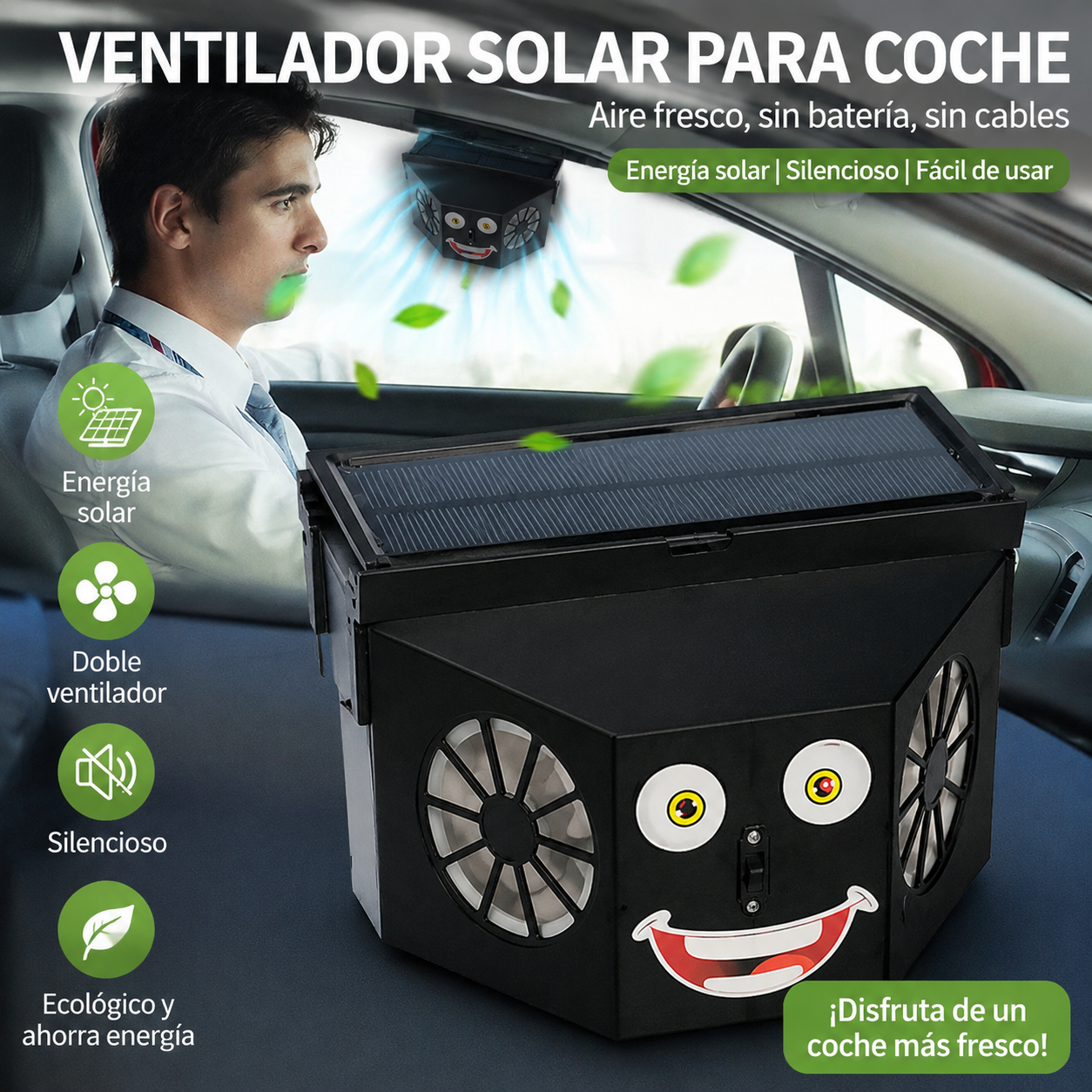 50% de descuento 🌀 Ventilador para coche con energía solar