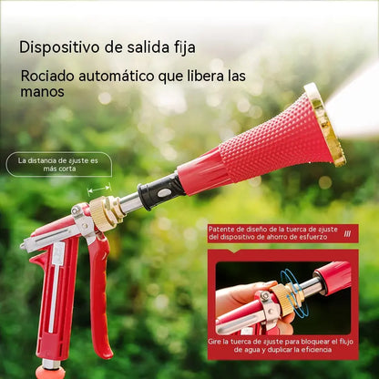 Pulverizador agrícola de alta presión con filtro y boquilla a prueba de viento.