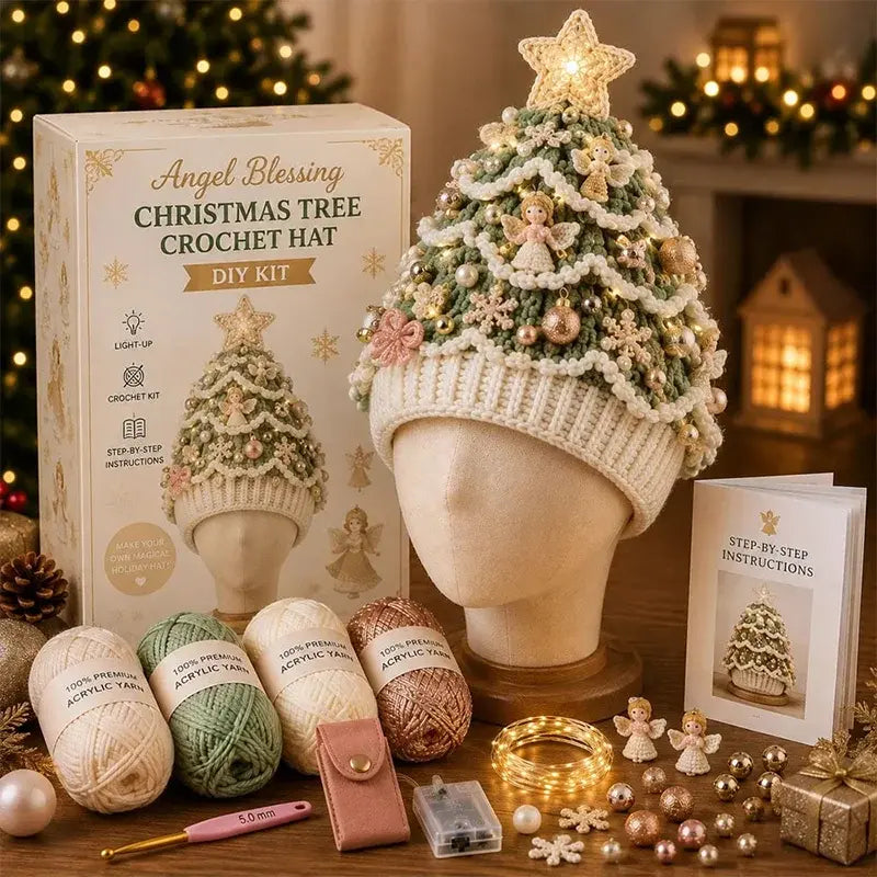 🧵🎄Oblíbená sada na háčkování vánočního stromečku a čepice