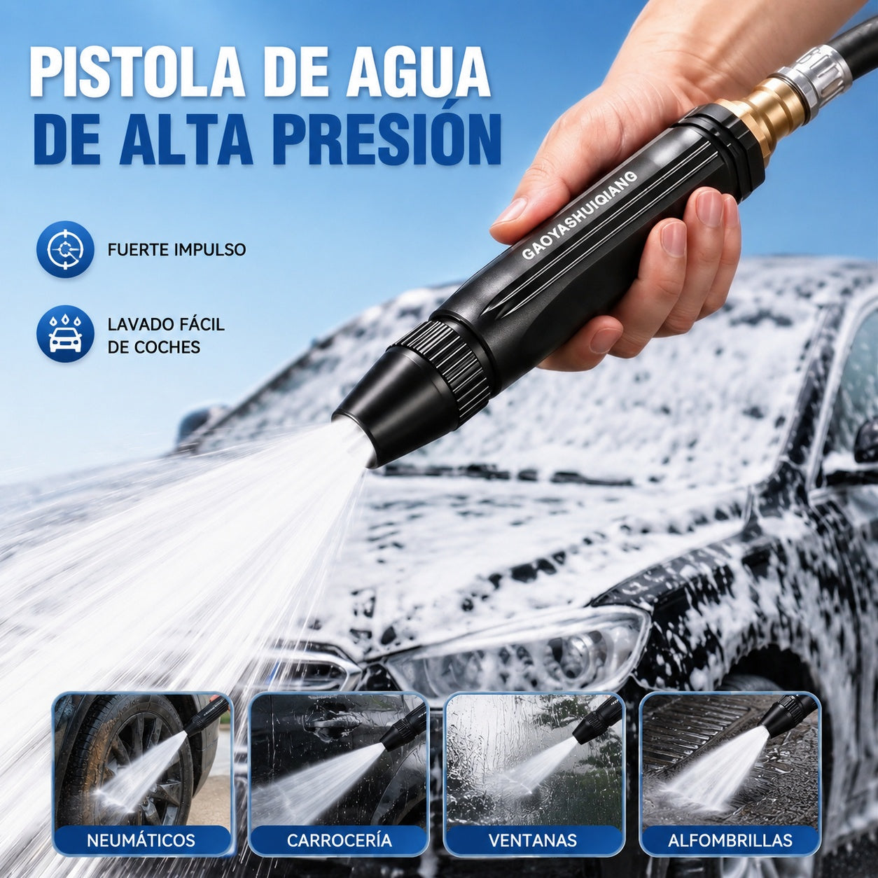 Último día con 55% de descuento: 【2 juegos por 22 euros】Pistola pulverizadora de alta presión para uso doméstico