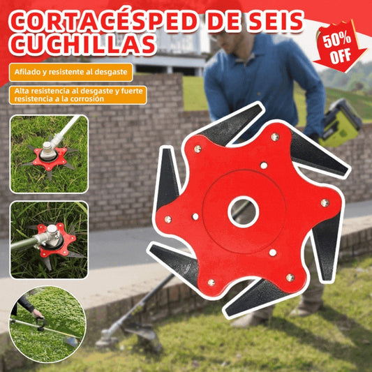 🌿🌿[Oferta especial de último día] Cuchilla multifuncional universal de seis hojas para cortacésped, accesorio para recortar el césped
