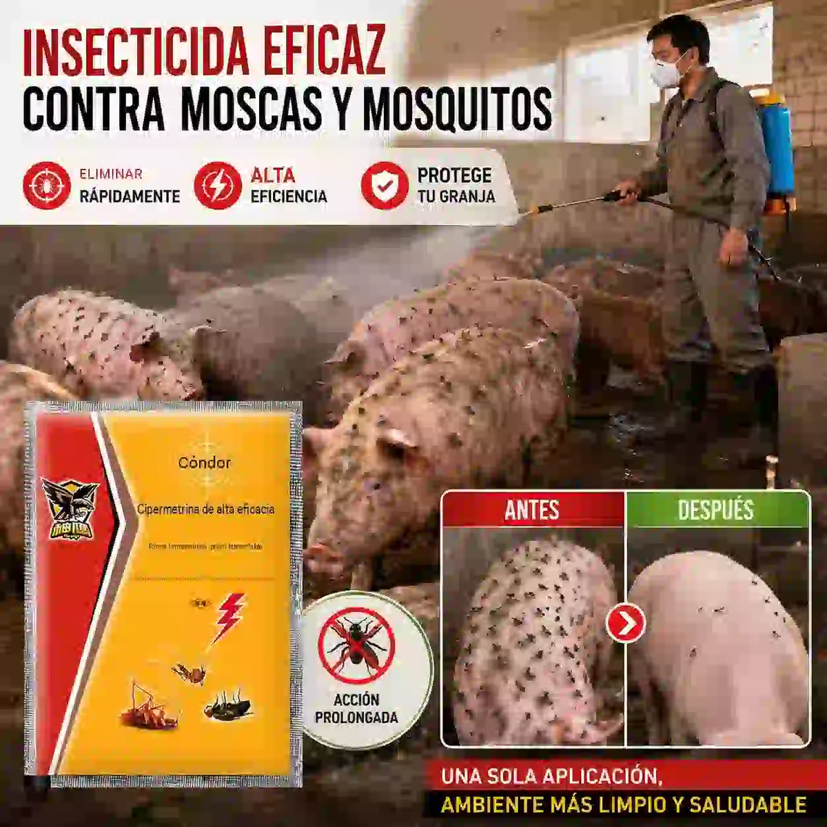 【5 PCS】Spray especial para matar mosquitos y moscas para granjas de cría