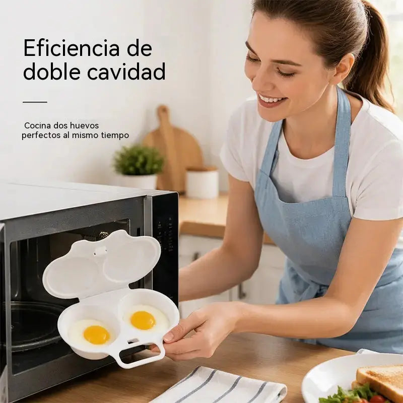 Vaporera de huevos de dos compartimentos, resistente al calor, fácil de limpiar, un utensilio de cocina creativo.