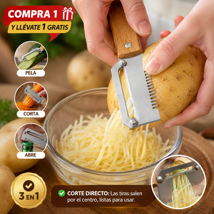 ✅Compra 1 y llévate 1 gratis 🧅🔪 Pelador de cocina multifuncional 3 en 1: ¡Pela, corta y abre botellas! 🔥