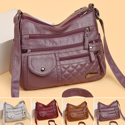 🔥【Oferta por tiempo limitado. Rebajas de fin de año.】Bolso de cuero suave de gran capacidad y múltiples capas para mujer