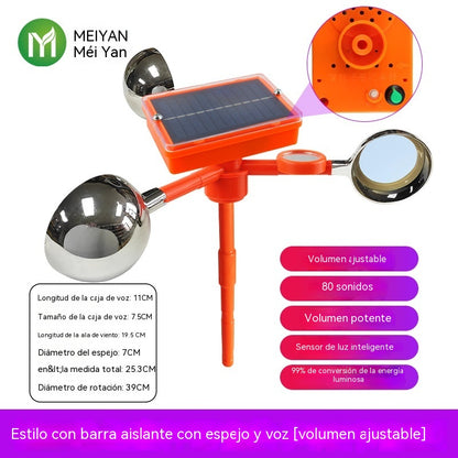 Nuevo ahuyentador de pájaros con voz ajustable, alimentado por energía solar y eólica, mejorado