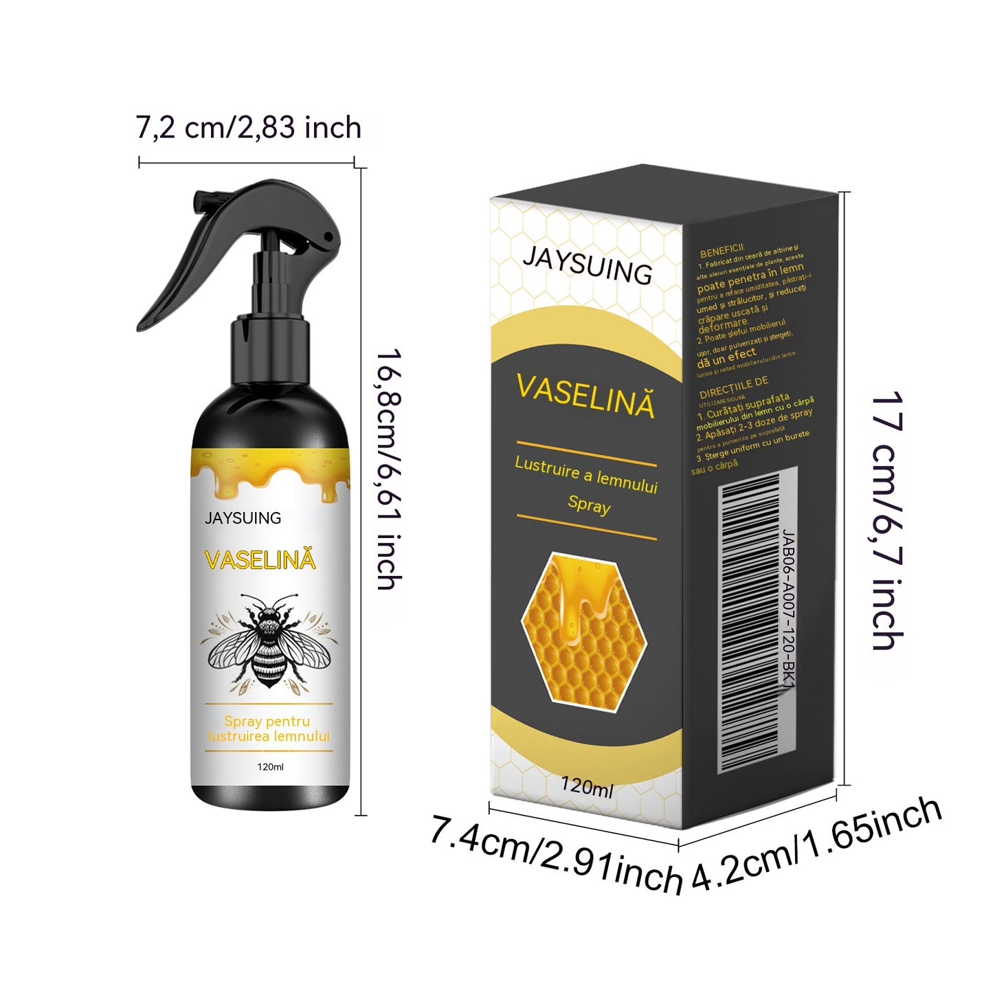 🍯 Spray pulidor de madera con infusión de cera de abeja para el mantenimiento de muebles y la prevención de grietas.