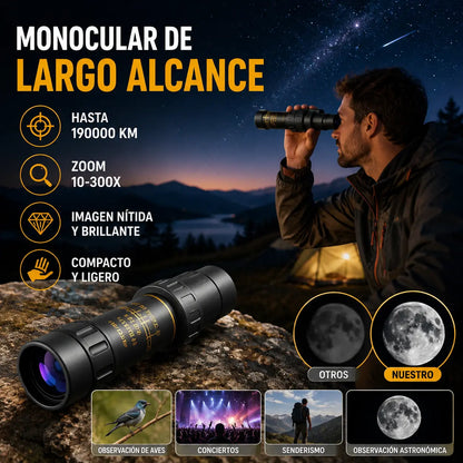 🔭✨ Monocular 10-300x40 con zoom – visión HD de alta potencia para actividades al aire libre y uso nocturno 🌙🏔️