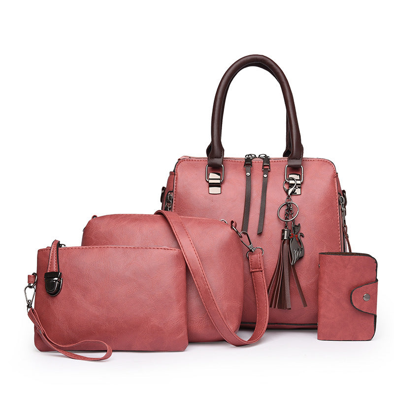 👜Set de 4 bolsos de mano de piel sintética para mujer