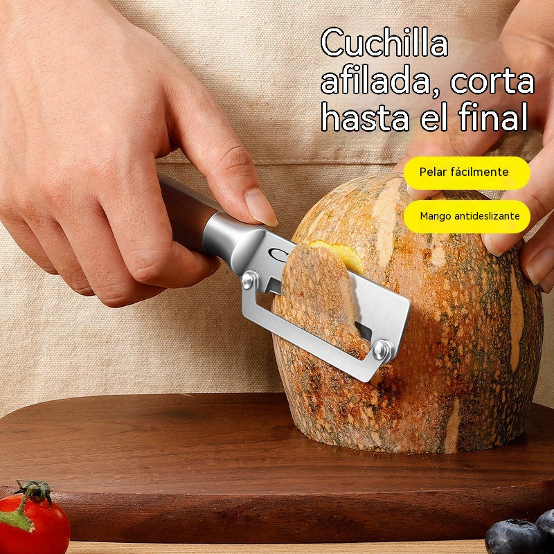 🔪🔥Raspador de cocina multifuncional con cuchillas de acero inoxidable extremadamente afiladas y mango de madera.