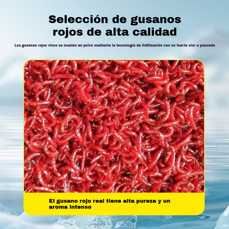 🎣🐟Polvo de larvas de mosquito altamente concentrado✅Su potente poder de penetración estimula los nervios de la mordida de los peces, lo que conduce a una mayor actividad de alimentación.