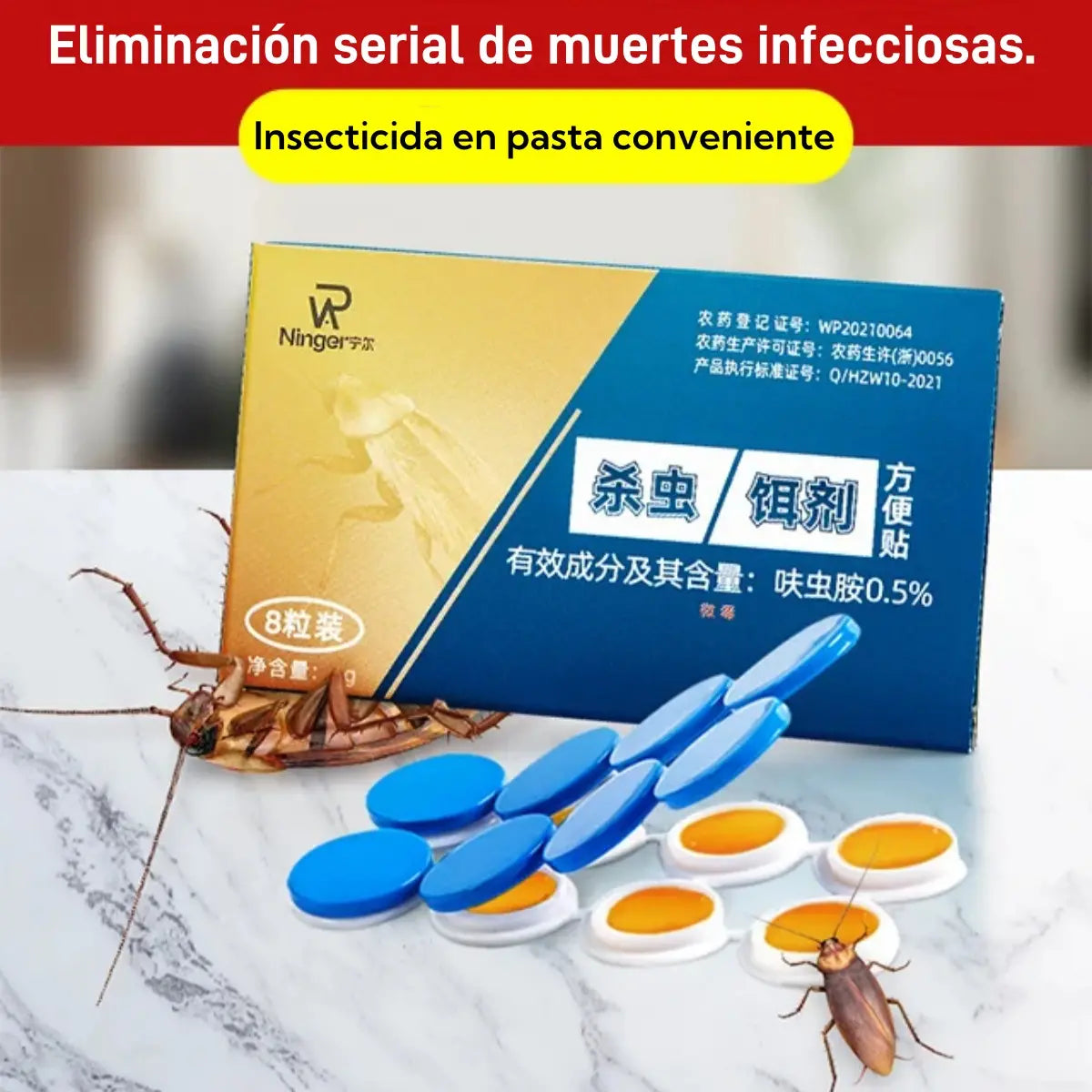 💥【50%OFF】【5 cajas con 40 cápsulas】 Parche de cebo de gel fuerte para matar cucarachas