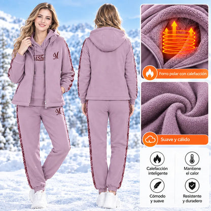 🔥【pantalón + suéter + chaqueta】Nuevo conjunto deportivo y casual de otoño/invierno 2025, acolchado y grueso.