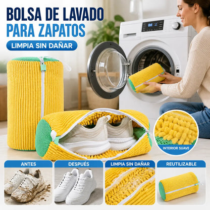 【2 pieza】Bolsa especial para lavar zapatos en lavadoras, para un lavado y cuidado totalmente automáticos, reforzada para evitar deformaciones.