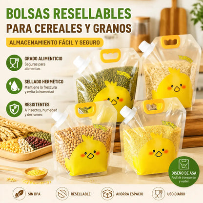 👍 ¡50% de descuento! Set de 6 piezas (con embudo)🥰 Bolsas multiusos para almacenar alimentos, a prueba de insectos y humedad.