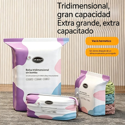 🧳 5 unidades por solo 29 € 💨 Bolsas de almacenamiento al vacío grandes y flexibles: No requieren bomba de aire, son a prueba de fugas e ideales para ahorrar espacio en tu maleta y en casa ✈️