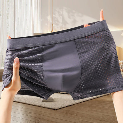🔥【4 piezas】🧊Calzoncillos bóxer de malla transpirable y cómodos para hombre