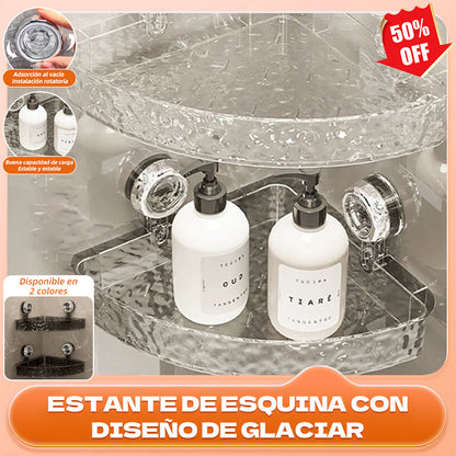 Estante de esquina con diseño de glaciar